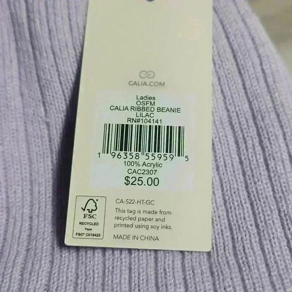 Calia ribbed beanie in lilac  nwt - Picture 4 of 5